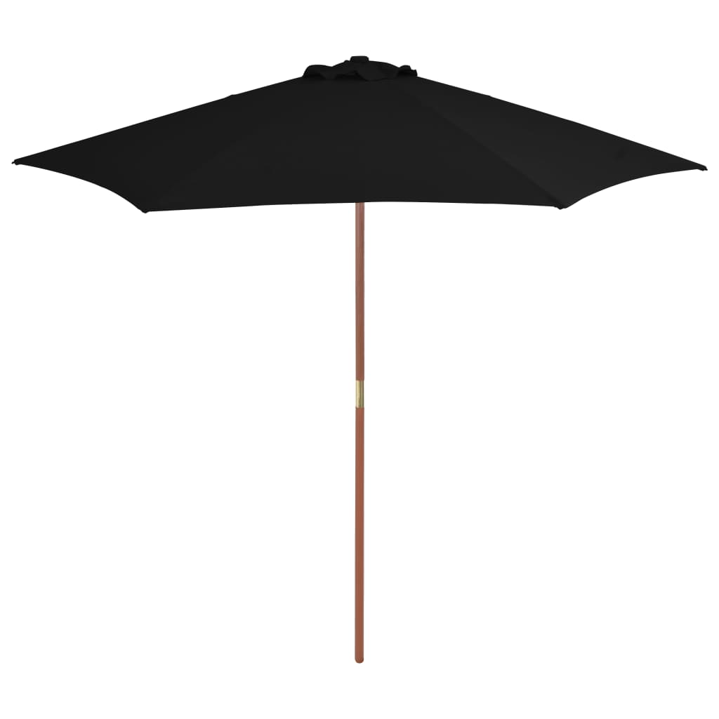 Garden Parasol with Wooden Pole Black 270 cm