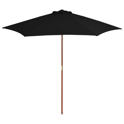 Garden Parasol with Wooden Pole Black 270 cm