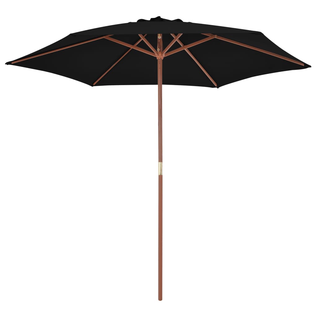 Garden Parasol with Wooden Pole Black 270 cm