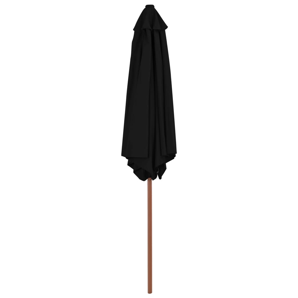 Garden Parasol with Wooden Pole Black 270 cm