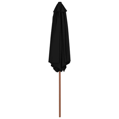 Garden Parasol with Wooden Pole Black 270 cm