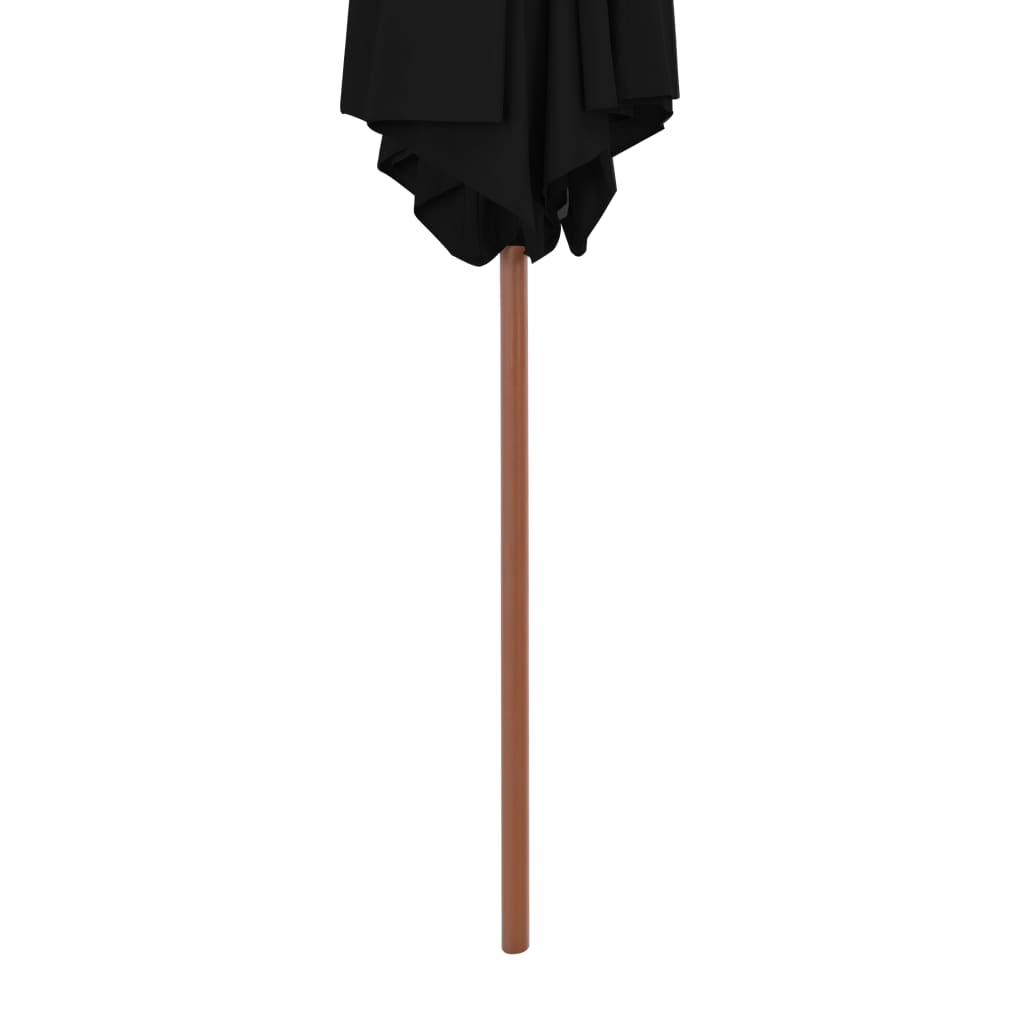Garden Parasol with Wooden Pole Black 270 cm
