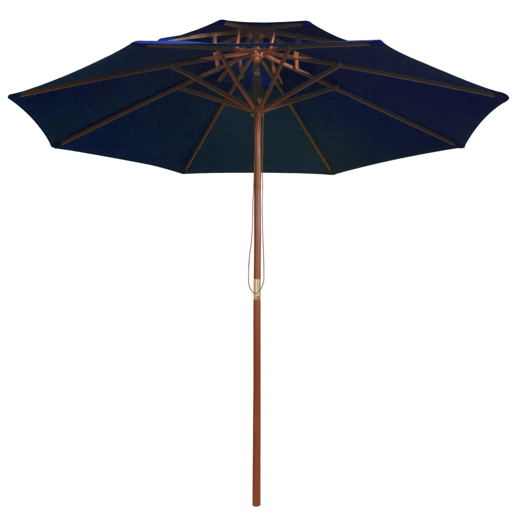 Double Decker Parasol with Wooden Pole Blue 270 cm
