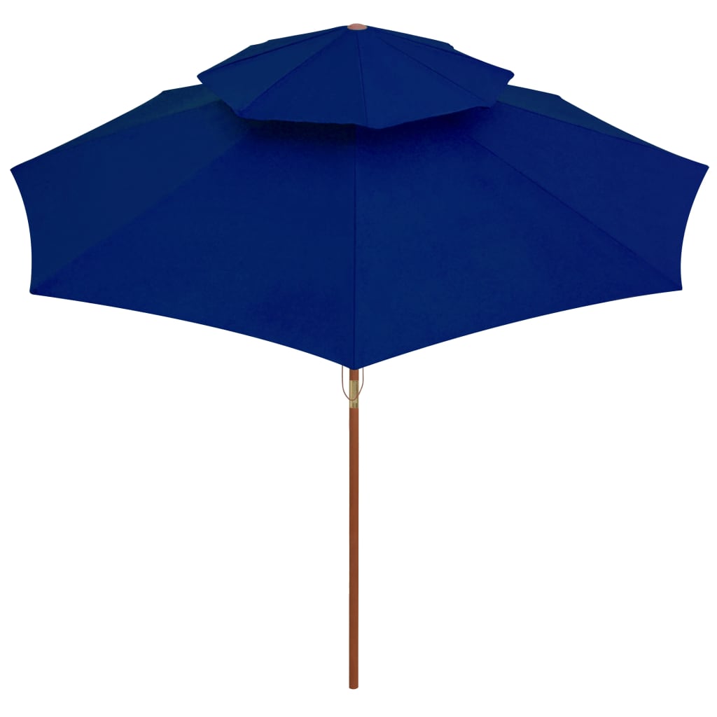 Double Decker Parasol with Wooden Pole Blue 270 cm