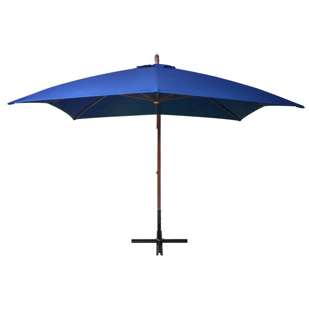 Hanging Parasol with Pole Azure Blue 3x3 m Solid Fir Wood