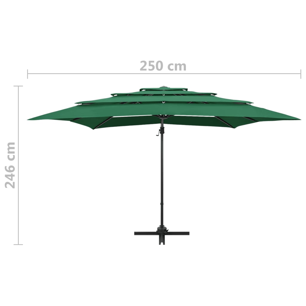 4-Tier Parasol with Aluminium Pole Green 250x250 cm