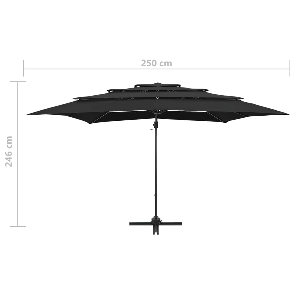 4-Tier Parasol with Aluminium Pole Black 250x250 cm