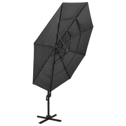 4-Tier Garden Parasol with Aluminium Pole Anthracite 3x3 m