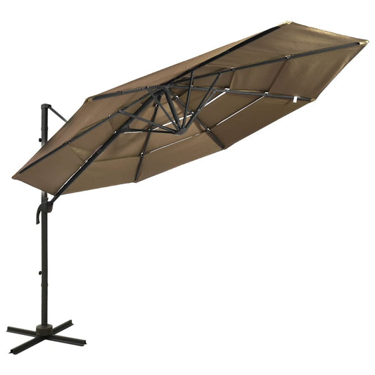 4-Tier Garden Parasol with Aluminium Pole Taupe 3x3 m