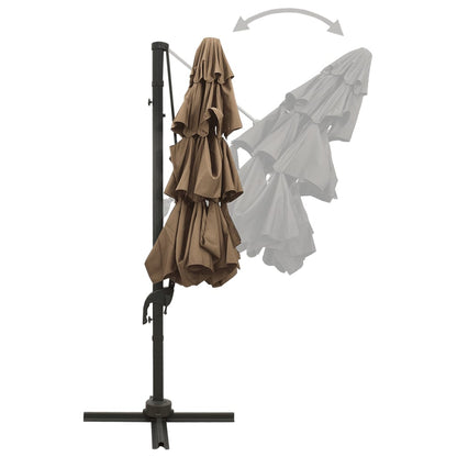 4-Tier Garden Parasol with Aluminium Pole Taupe 3x3 m
