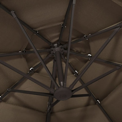 4-Tier Garden Parasol with Aluminium Pole Taupe 3x3 m