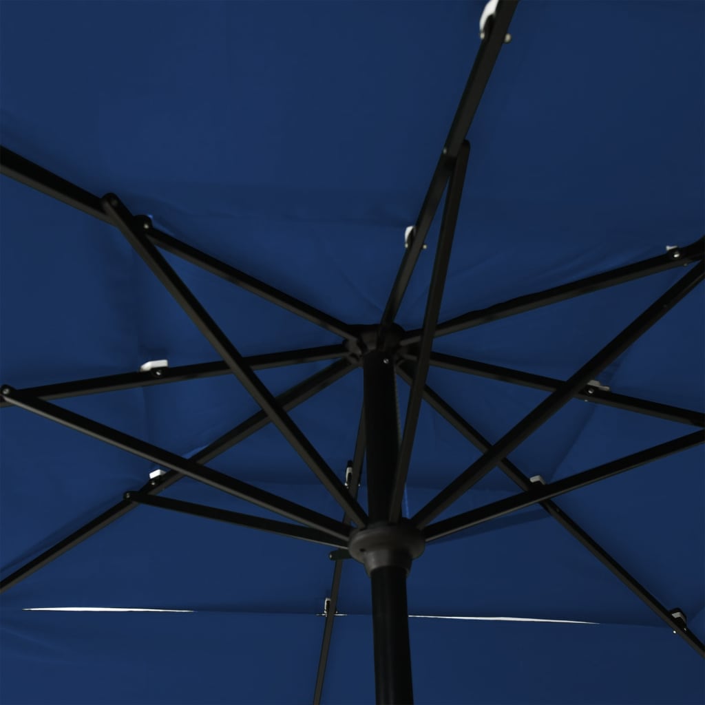 3-Tier Garden Parasol with Aluminium Pole Azure Blue 2.5x2.5 m