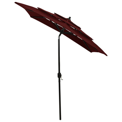3-Tier Parasol with Aluminium Pole Bordeaux Red 2x2 m