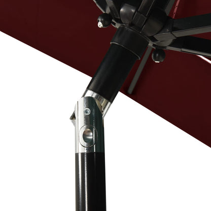 3-Tier Parasol with Aluminium Pole Bordeaux Red 2x2 m