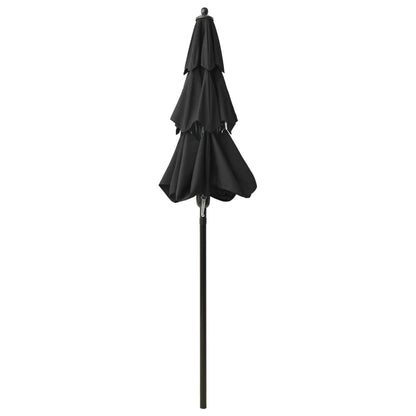 3-Tier Parasol with Aluminium Pole Black 2 m