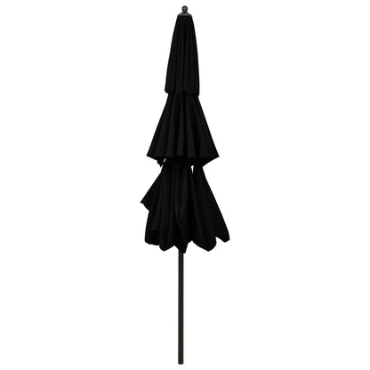 3-Tier Parasol with Aluminium Pole Black 3 m