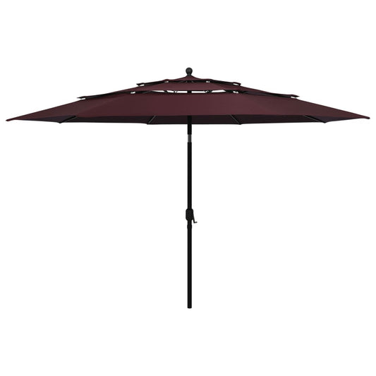 3-Tier Garden Parasol with Aluminium Pole Bordeaux Red 3.5 m