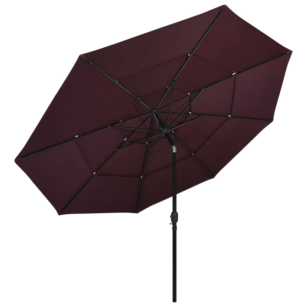 3-Tier Garden Parasol with Aluminium Pole Bordeaux Red 3.5 m