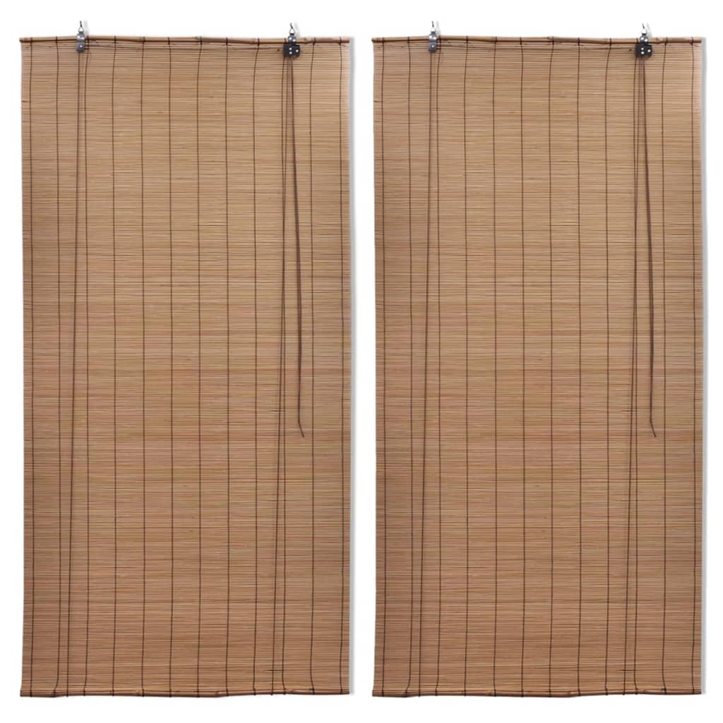 Bamboo Roller Blinds 2 pcs 80 x 160 cm Brown