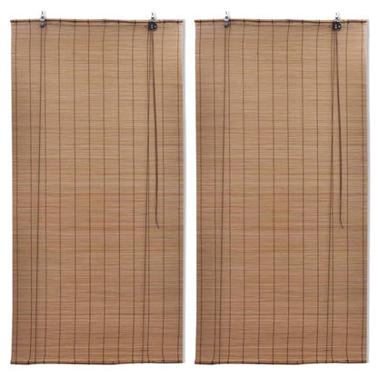 Bamboo Roller Blinds 2 pcs 80 x 160 cm Brown