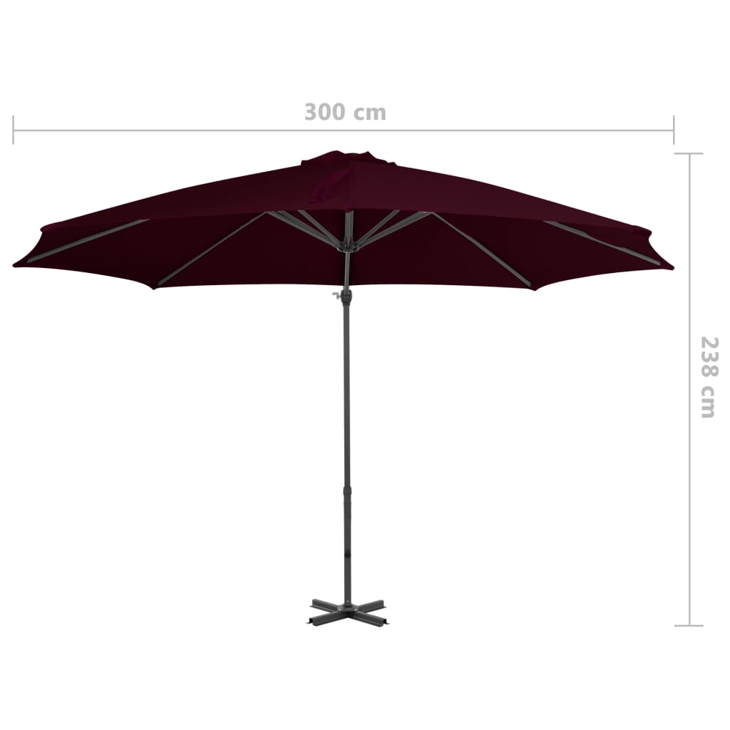 Cantilever Umbrella with Aluminium Pole Red 300 cm