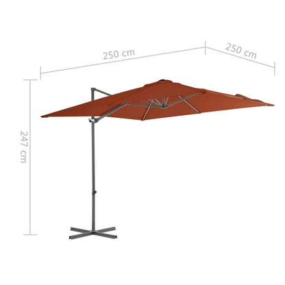 Cantilever Umbrella with Steel Pole Terracotta 250x250 cm