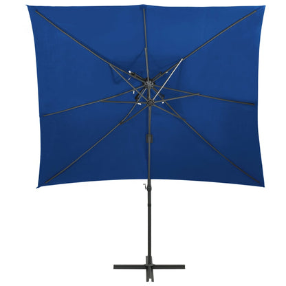 Cantilever Umbrella with Double Top Azure Blue 250x250 cm