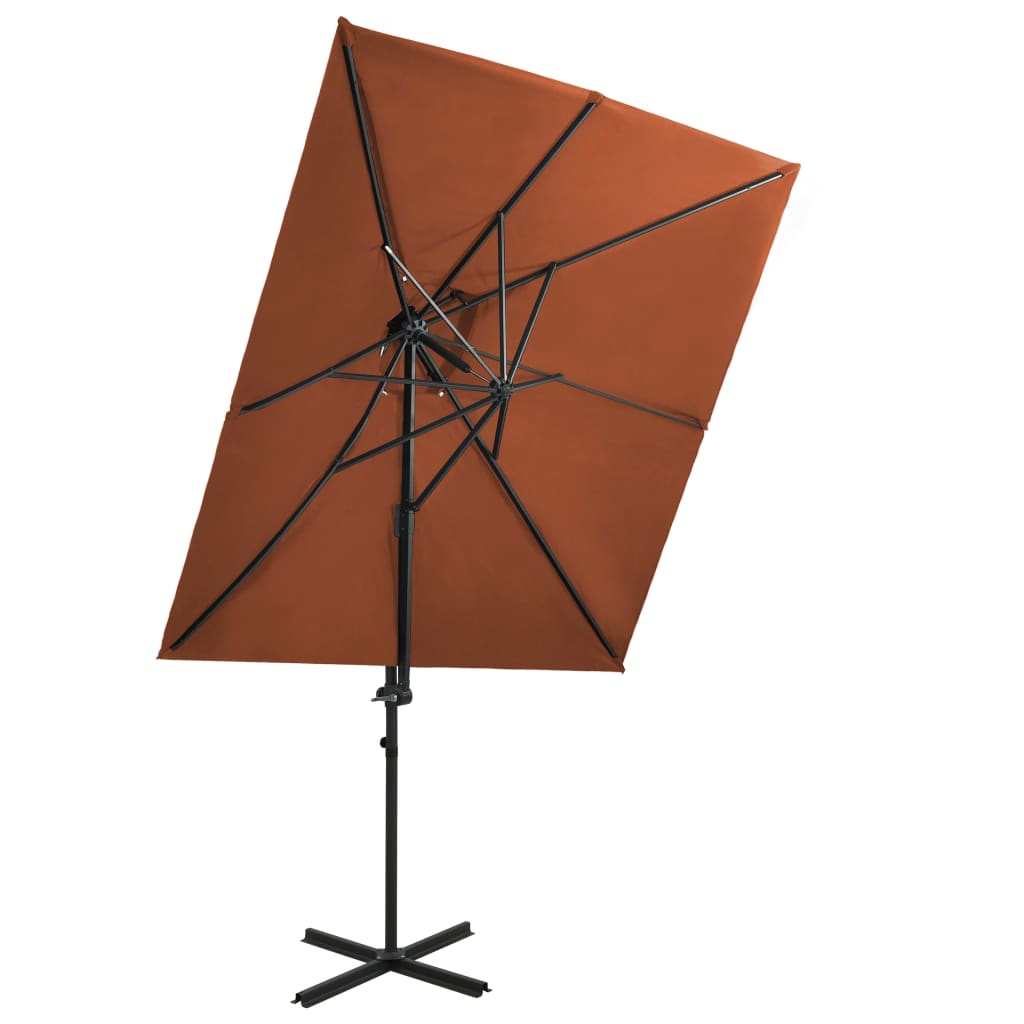 Cantilever Umbrella with Double Top Terracotta 250x250 cm