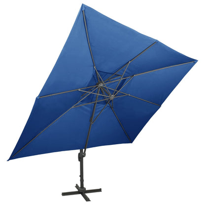 Cantilever Umbrella with Double Top Azure Blue 400x300 cm