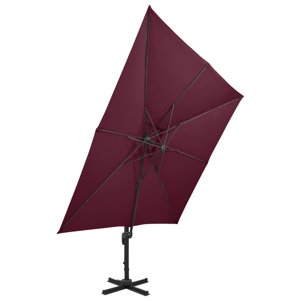 Cantilever Umbrella with Double Top 300x300 cm Bordeaux Red