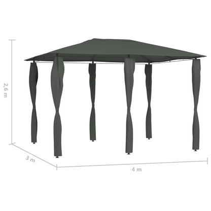 Gazebo with Post Covers 3x4x2.6 m Anthracite 160 g/m²