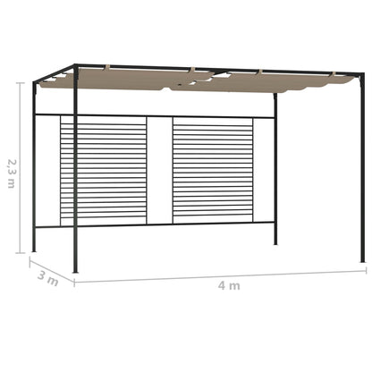 Gazebo with Retractable Roof 3x4x2.3 m Taupe 180 g/m²