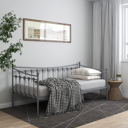 Sofa Bed Frame Grey Metal 90x200 cm