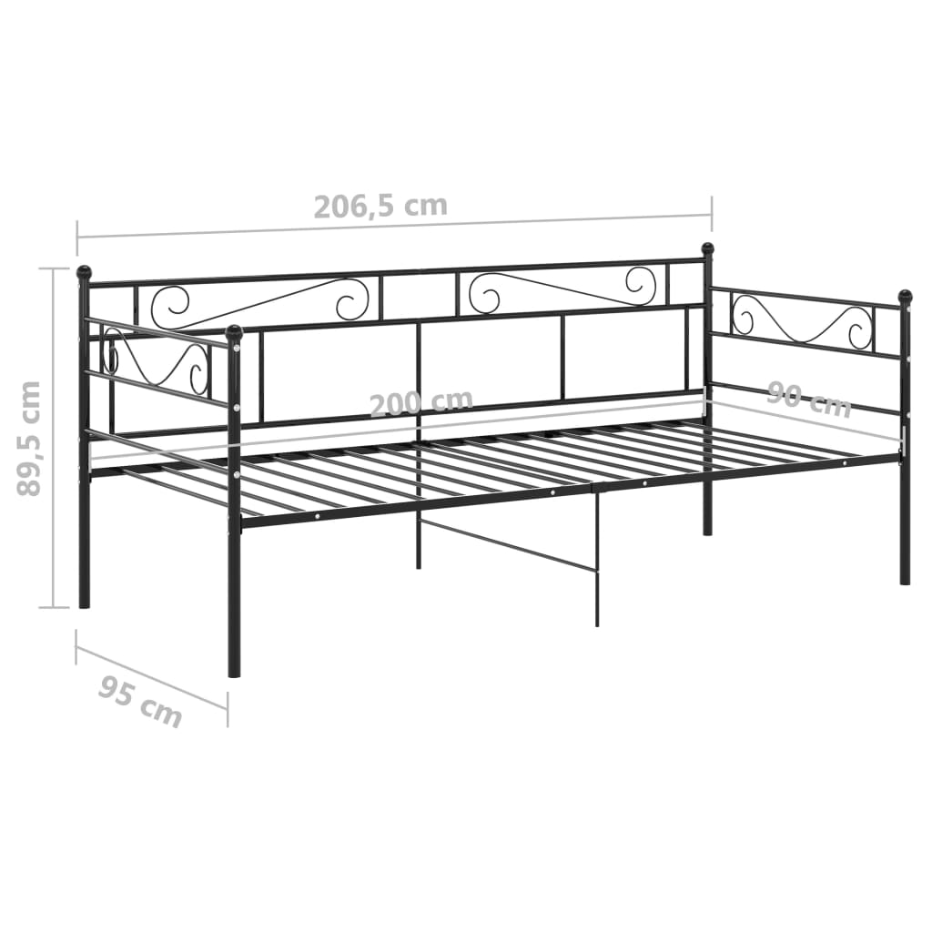 Sofa Bed Frame Black Metal 90x200 cm