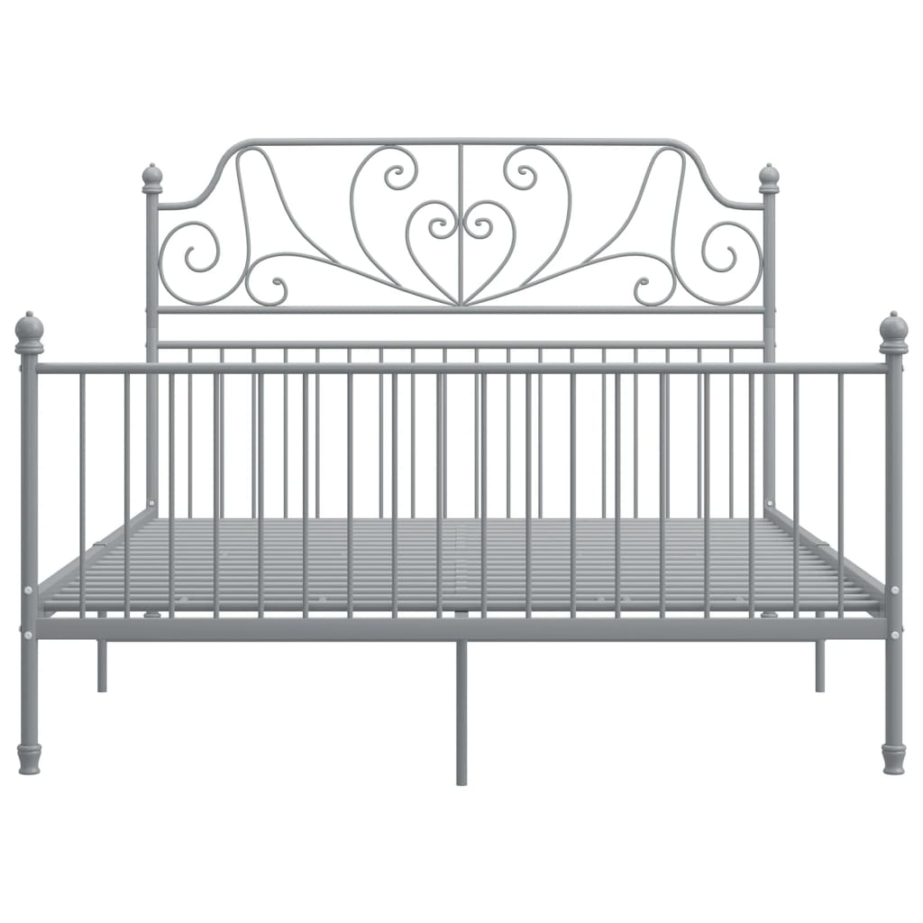 Bed Frame without Mattress Grey Metal 140x200 cm