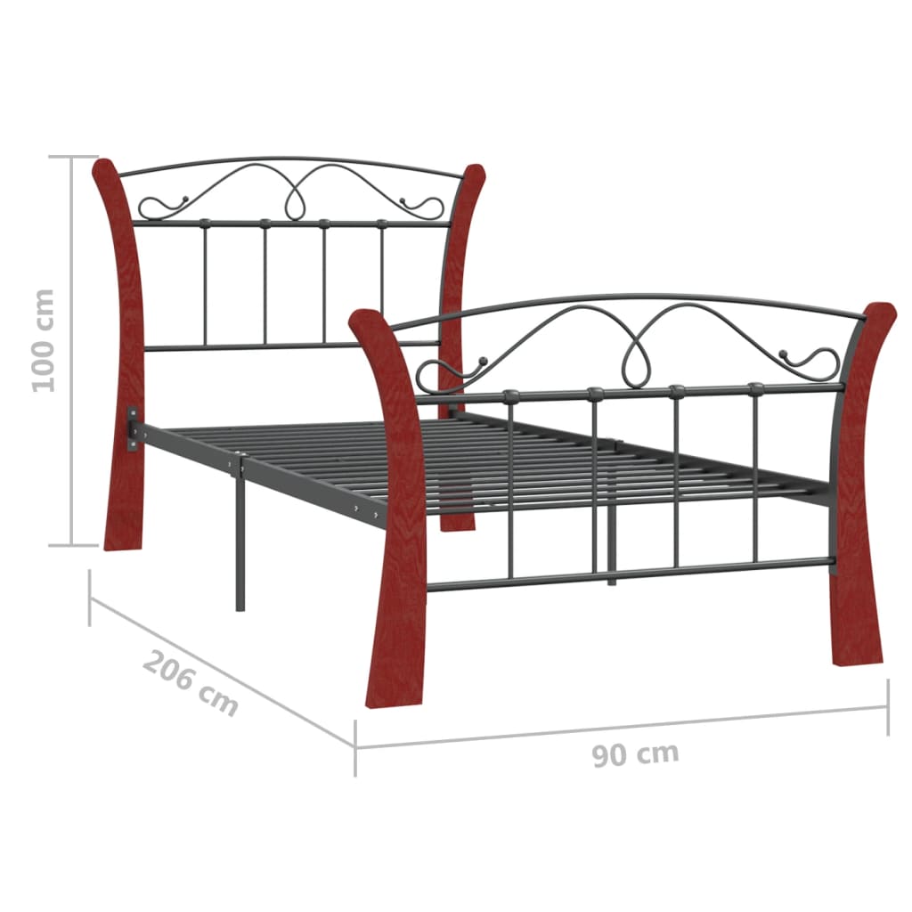 Bed Frame Black Metal 90x200 cm