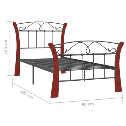 Bed Frame Black Metal 90x200 cm
