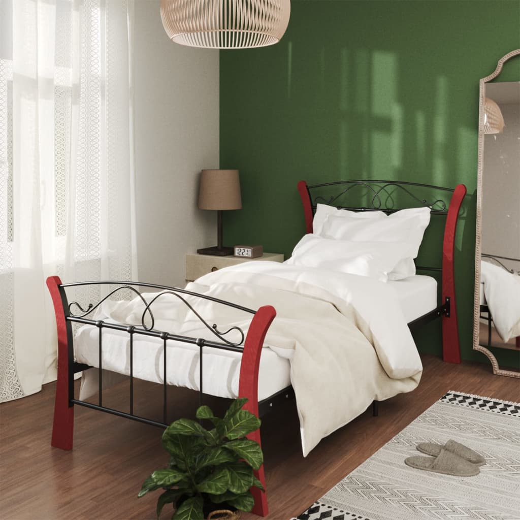 Bed Frame Black Metal 90x200 cm