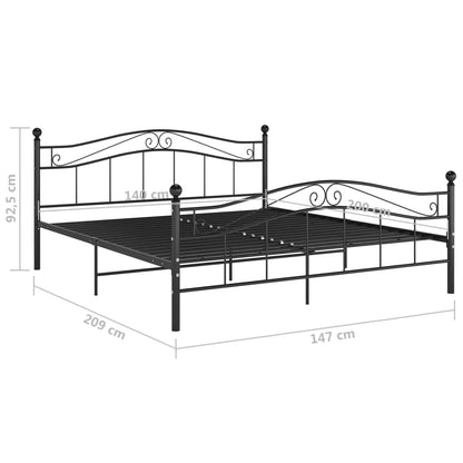 Bed Frame without Mattress Black Metal 140x200 cm