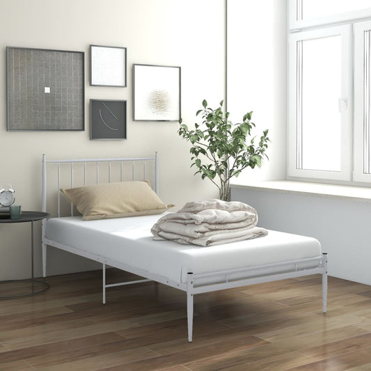 Bed Frame without Mattress White Metal 90x200 cm