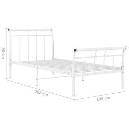Bed Frame without Mattress White Metal 100x200 cm