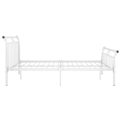 Bed Frame White Metal 160x200 cm