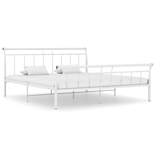 Bed Frame without Mattress White Metal 180x200 cm Super King