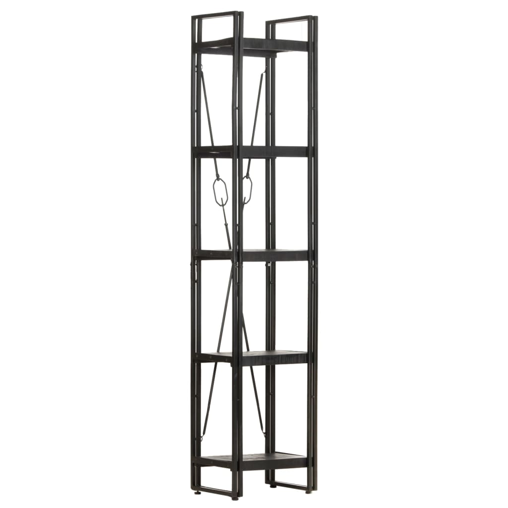 5-Tier Bookcase Black 40x30x180 cm Solid Mango Wood