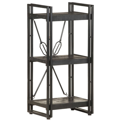 3-Tier Bookcase Black 40x30x80 cm Solid Mango Wood