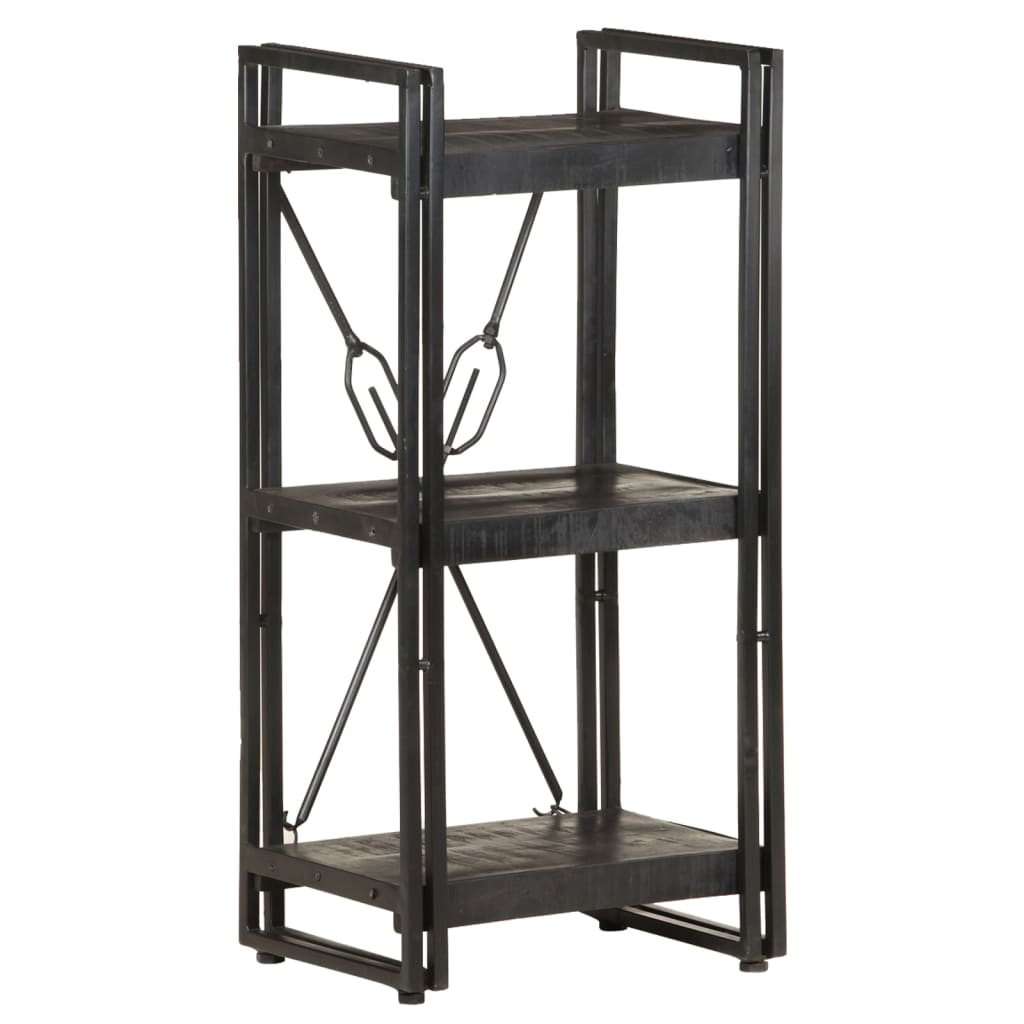 3-Tier Bookcase Black 40x30x80 cm Solid Mango Wood