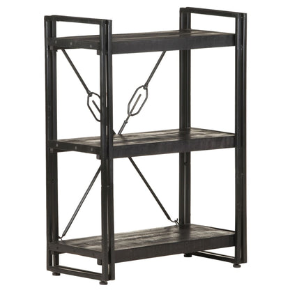 3-Tier Bookcase Black 60x30x80 cm Solid Mango Wood