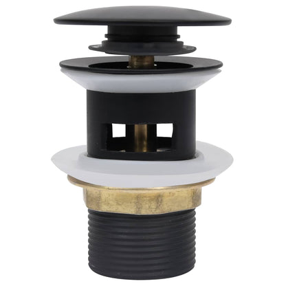 Push Drain with Overflow Function Black 6.4x6.4x9.1 cm