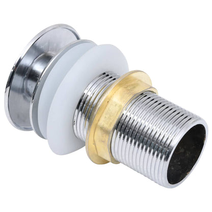 Push Drain with Overflow Function Silver 6.4x6.4x9.1 cm