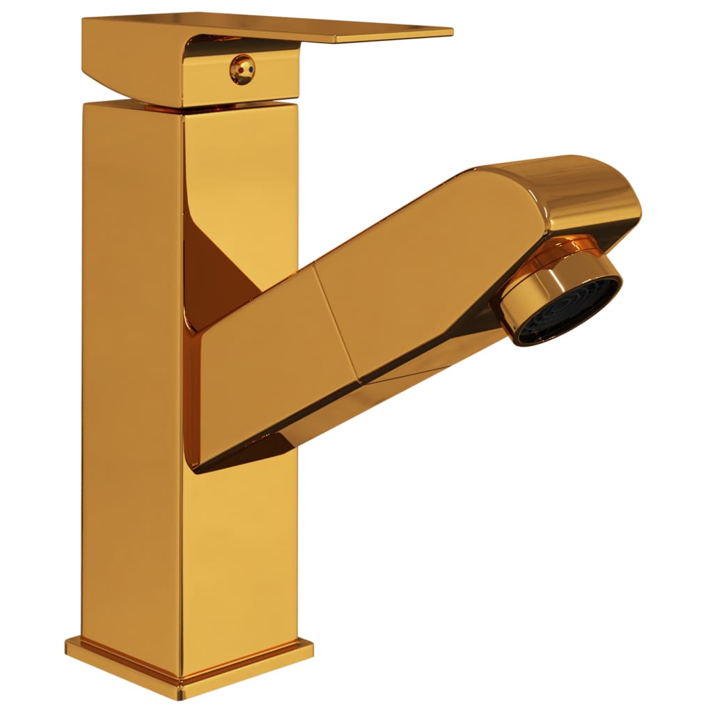Bathroom Basin Faucet with Pull-out Function Gold 157x172 mm